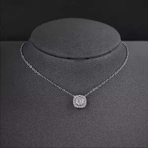 Square 925 Silver Diamond Necklace